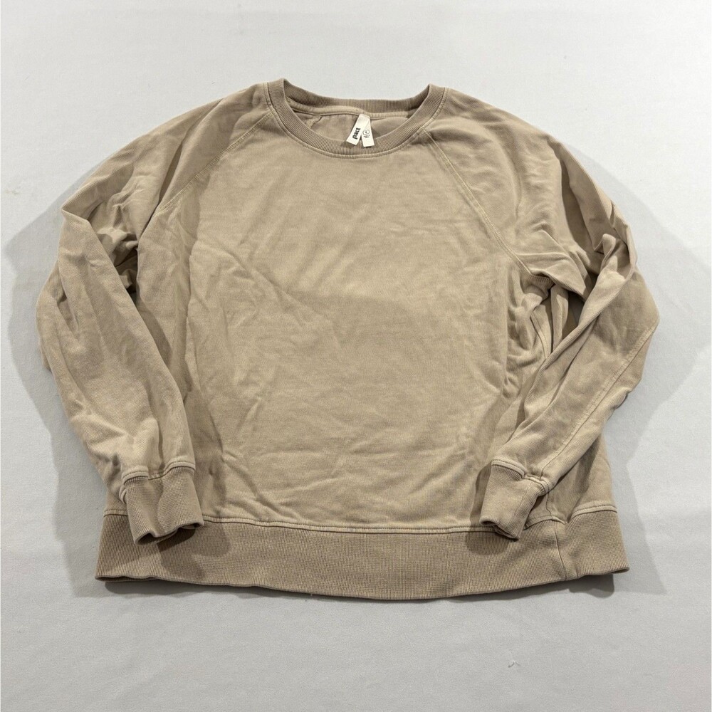 Pact Organic Cotton Beige Crew Pullover Sweatshirt Womens Thin Sweater Sz S